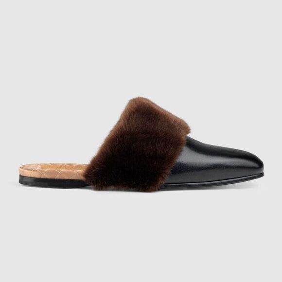 Gucci S/S 2018 Faux Fur Trim Mule Slide Slipper M6 / W8 - Picture 1 of 13